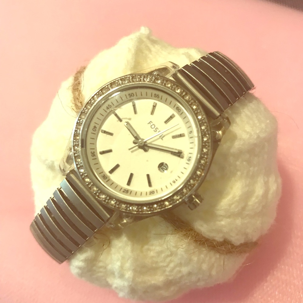 FOSSIL WATCH with crystals